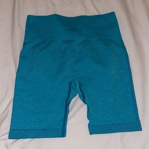 Blue Scrunch Butt Biker Shorts
